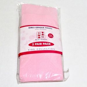 NWT Blue Heaven Girl's Pink Opaque Tights Sz 12-14